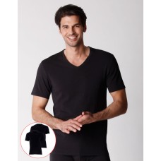T-shirt scollo a V uomo in cotone biologico, elasticizzato confezione x2 T-shirt scollo a V uomo in cotone biologico, elasticizzato confezione x2