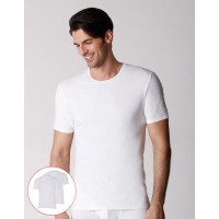 T-shirt girocollo uomo in cotone biologico, elasticizzato confezione x2 